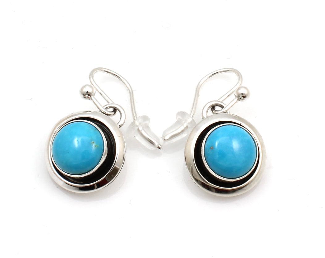 Kingman Turquoise Shadowbox Earrings-Jewelry-Artie Yellowhorse-Sorrel Sky Gallery