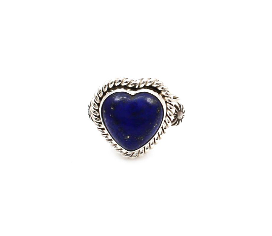 Lapis Heart Ring-Jewelry-Artie Yellowhorse-Sorrel Sky Gallery