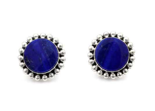 Lapis Round Bead Earrings-Jewelry-Artie Yellowhorse-Sorrel Sky Gallery