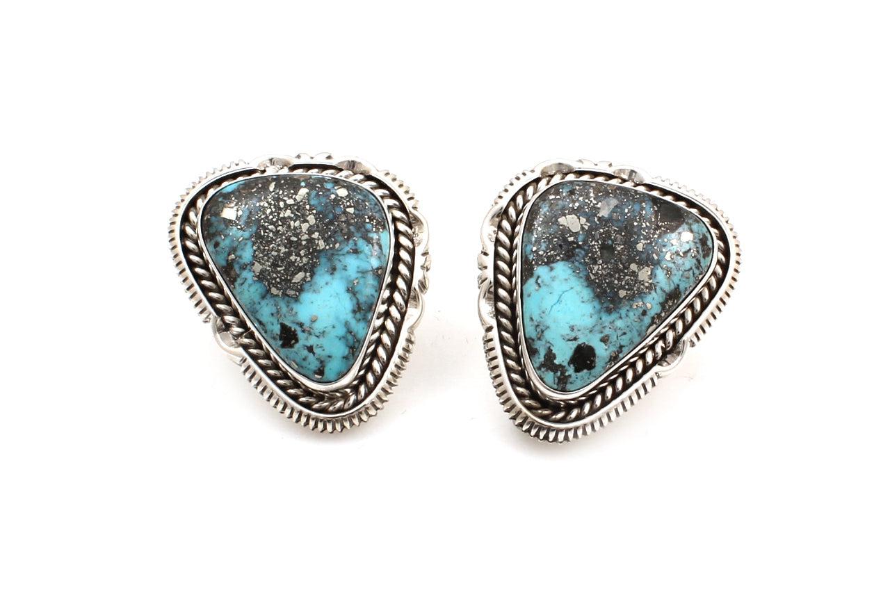 Morenci Turquoise Stud Earrings-Jewelry-Artie Yellowhorse-Sorrel Sky Gallery