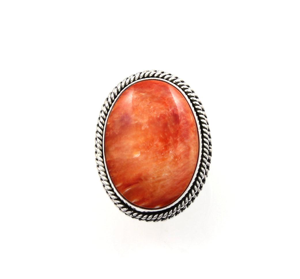 Orange Spiny Oyster Twist Ring-Jewelry-Artie Yellowhorse-Sorrel Sky Gallery