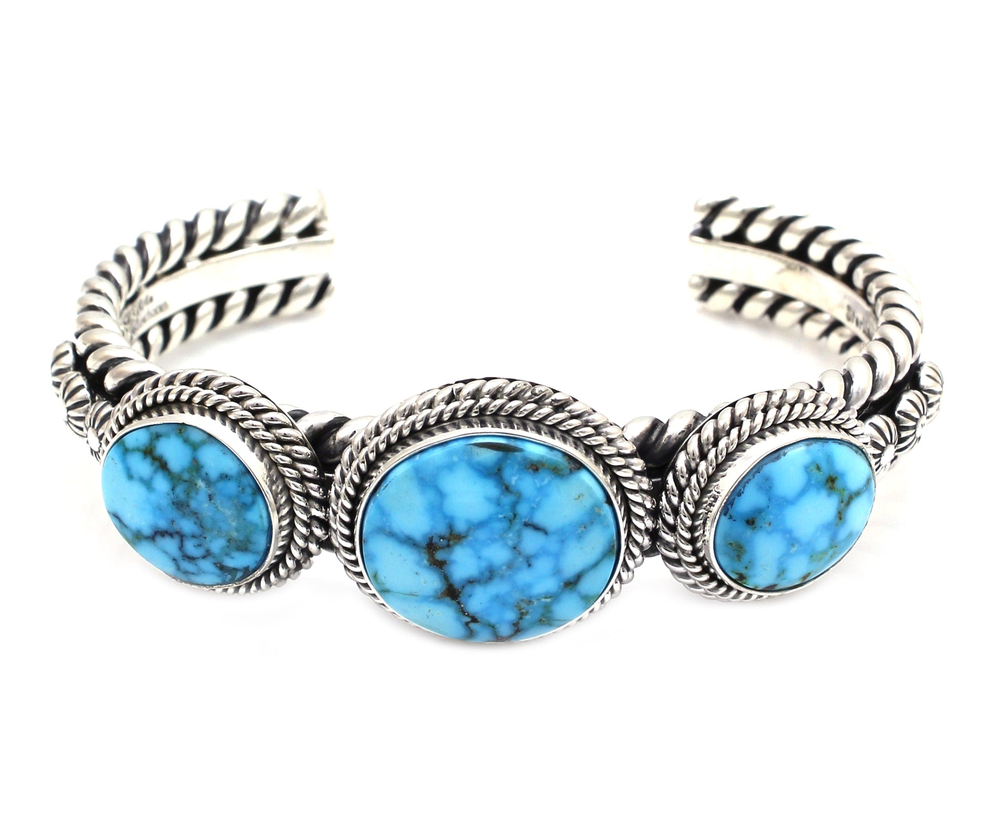 Three Stone Kingman Cuff Bracelet-Jewelry-Artie Yellowhorse-Sorrel Sky Gallery