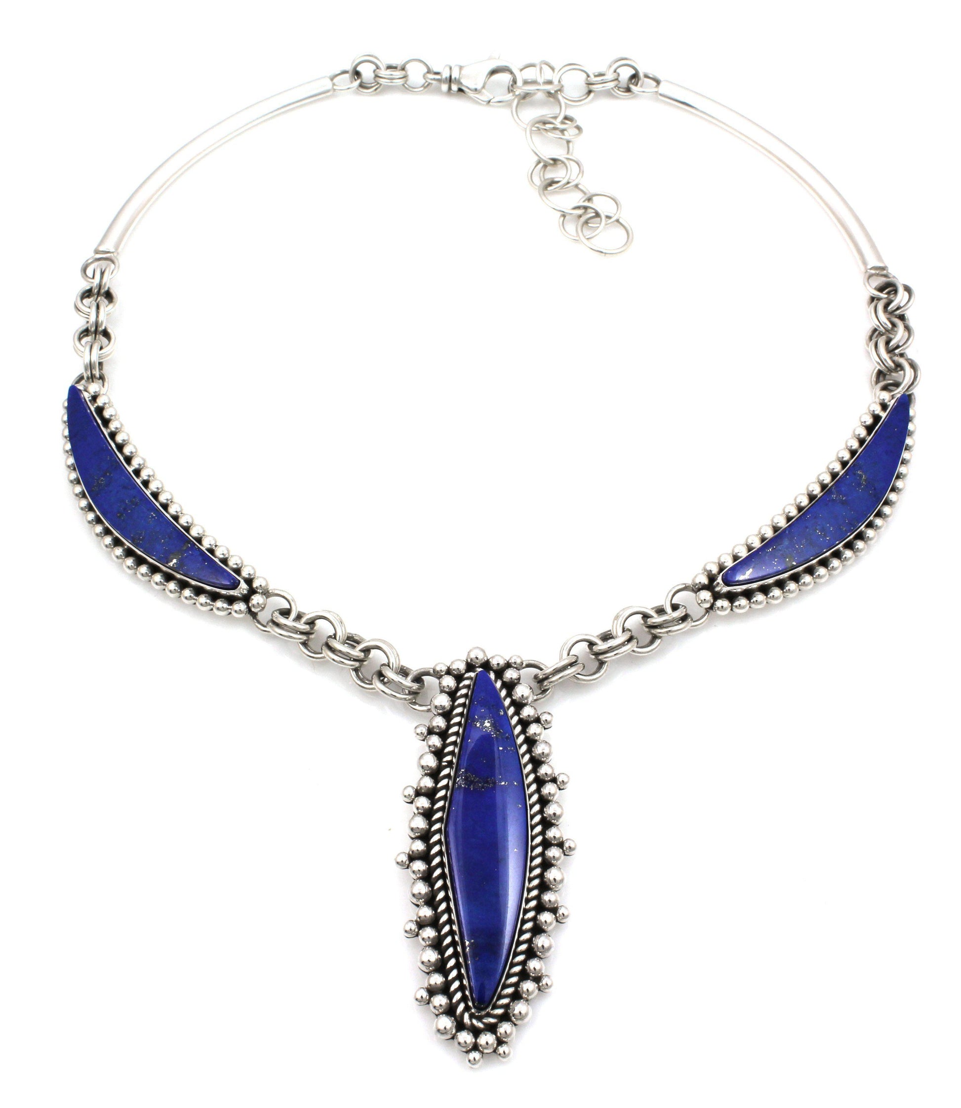 Three Stone Lapis Necklace-Jewelry-Artie Yellowhorse-Sorrel Sky Gallery