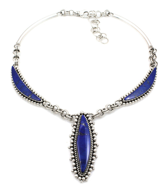 Three Stone Lapis Necklace-Jewelry-Artie Yellowhorse-Sorrel Sky Gallery