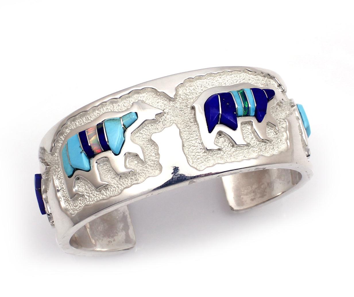 Inlaid Bears Bracelet-Jewelry-Ben Nighthorse-Sorrel Sky Gallery