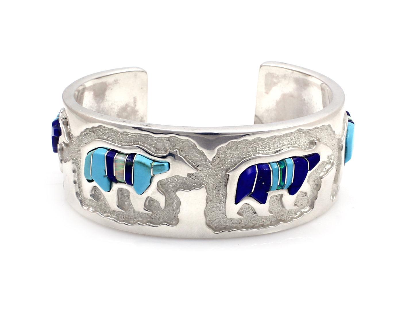 Inlaid Bears Bracelet-Jewelry-Ben Nighthorse-Sorrel Sky Gallery