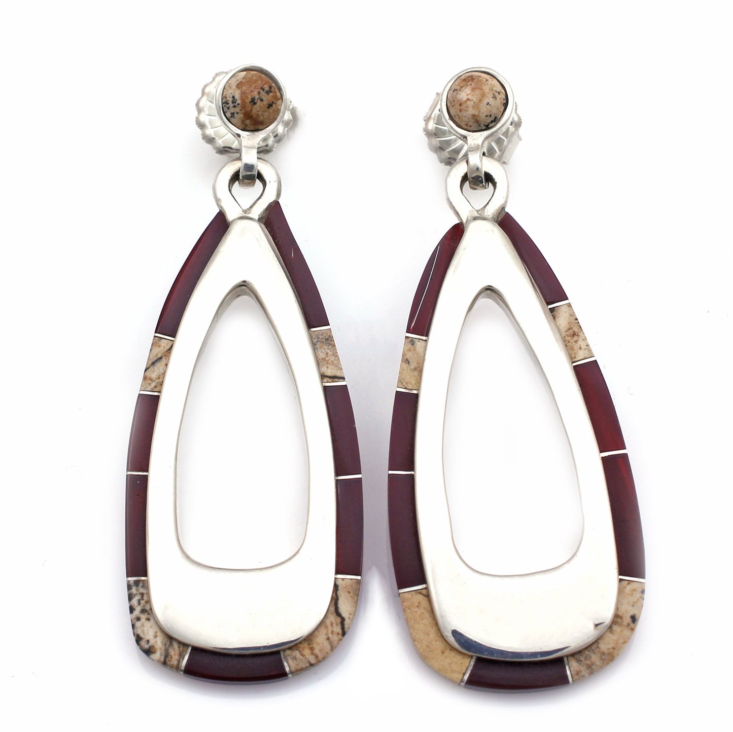 Long Stirrup Inlay Earrings