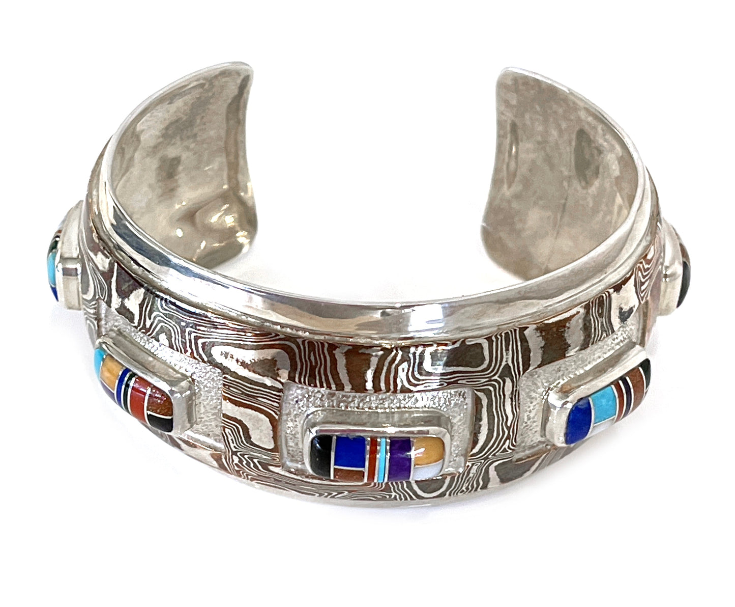 Mokume Gane Five Rectangle Cuff Bracelet
