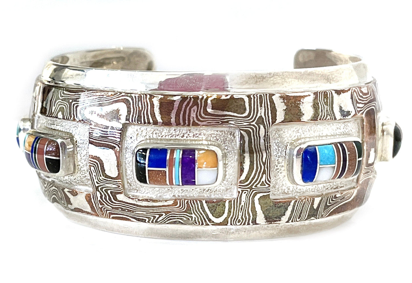 Mokume Gane Five Rectangle Cuff Bracelet