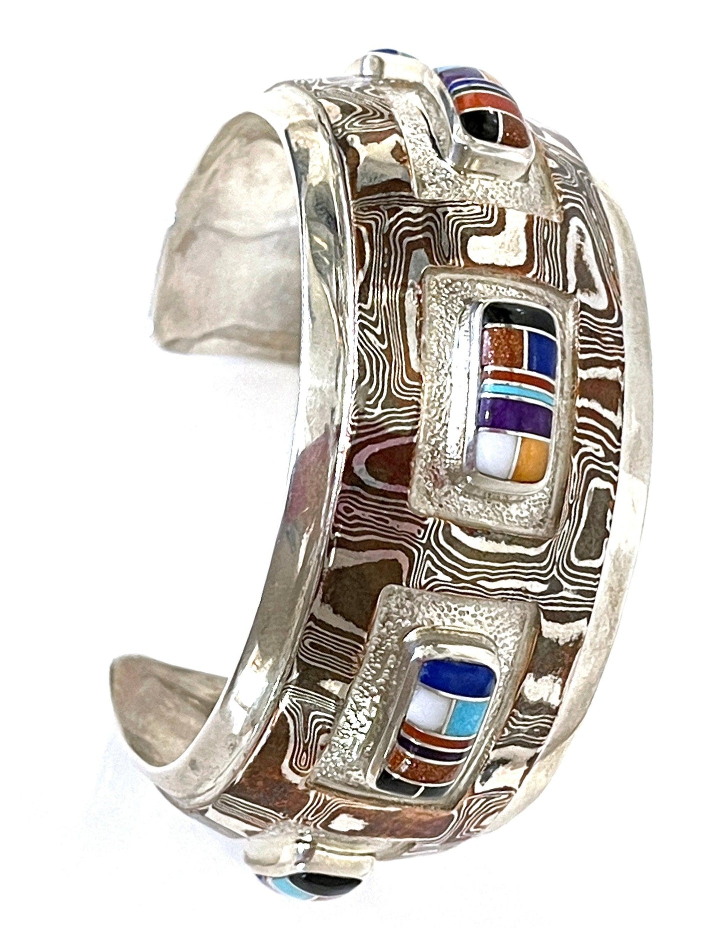 Mokume Gane Five Rectangle Cuff Bracelet