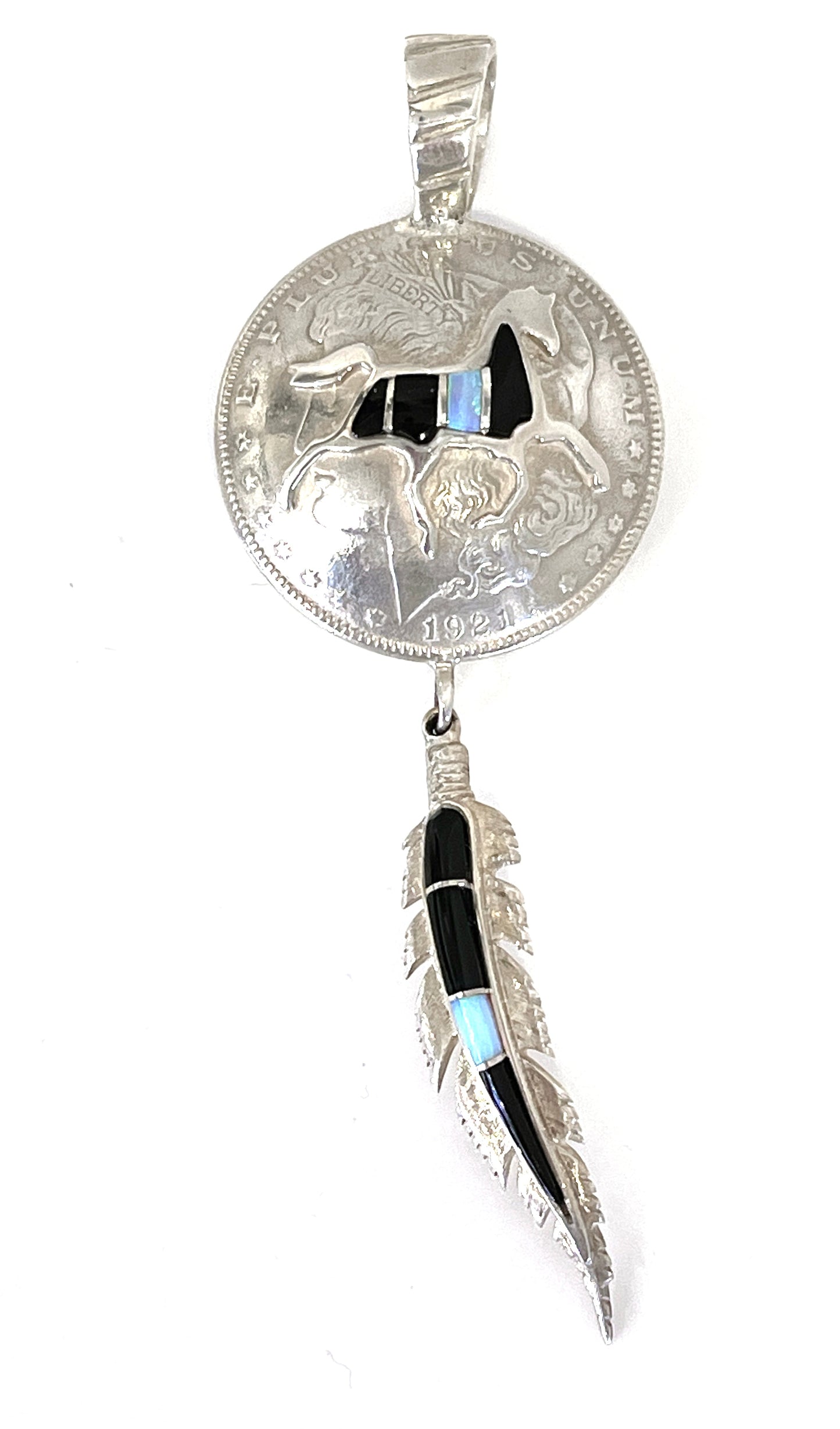Prancing Horse Feathers Pendant