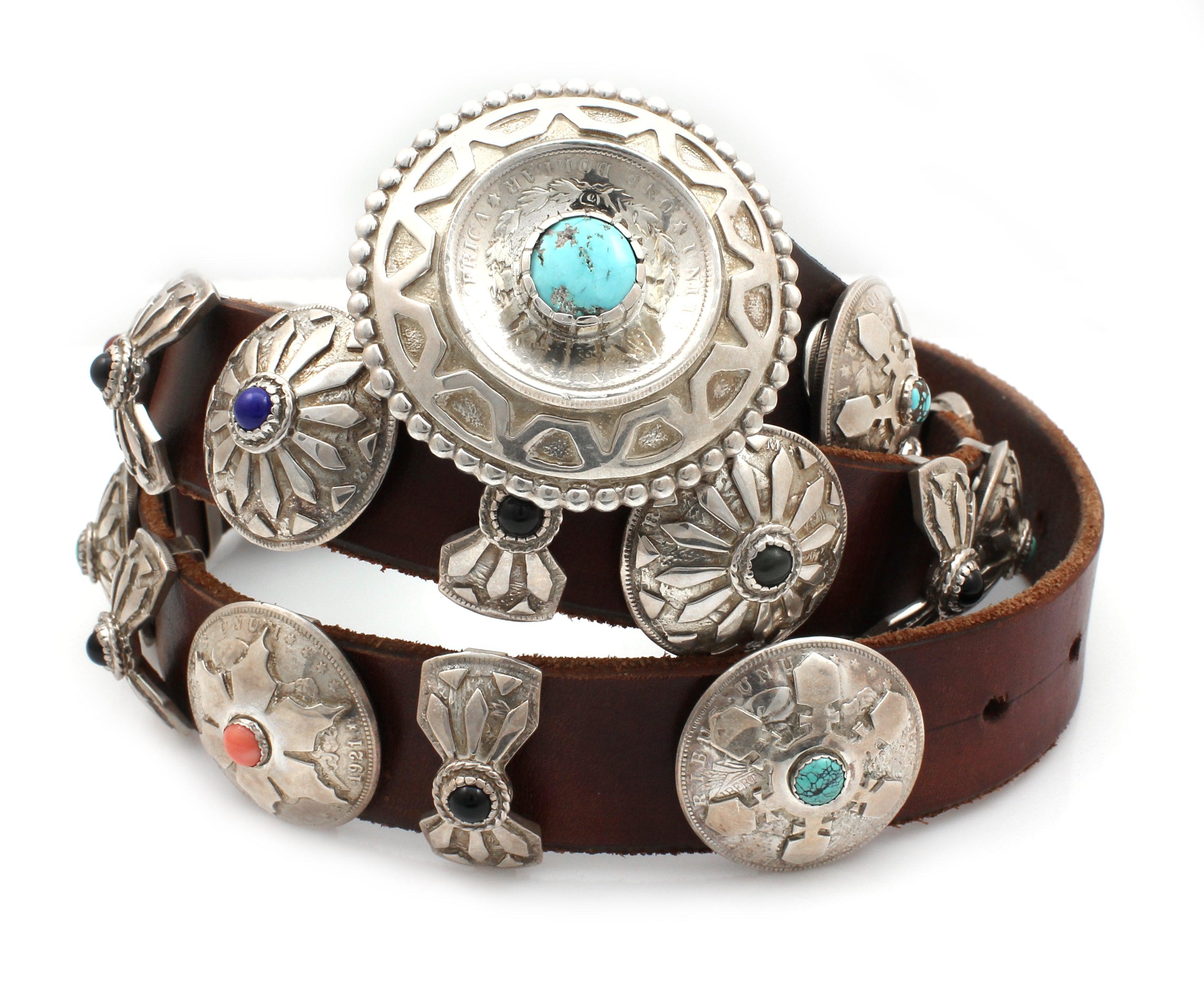 Sterling Silver and Turquoise Concho black belt