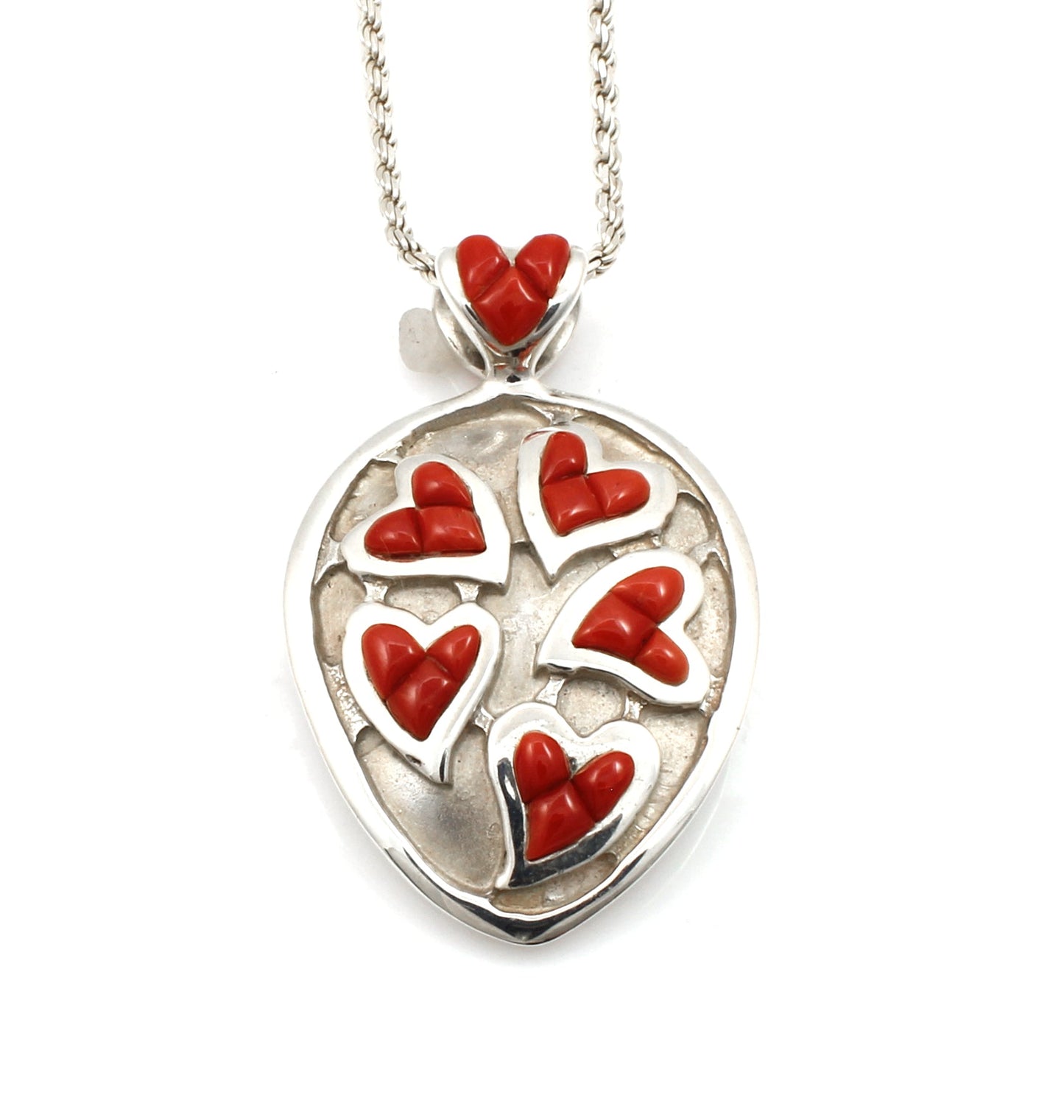 Seven Of Hearts Tear Drop Pendant