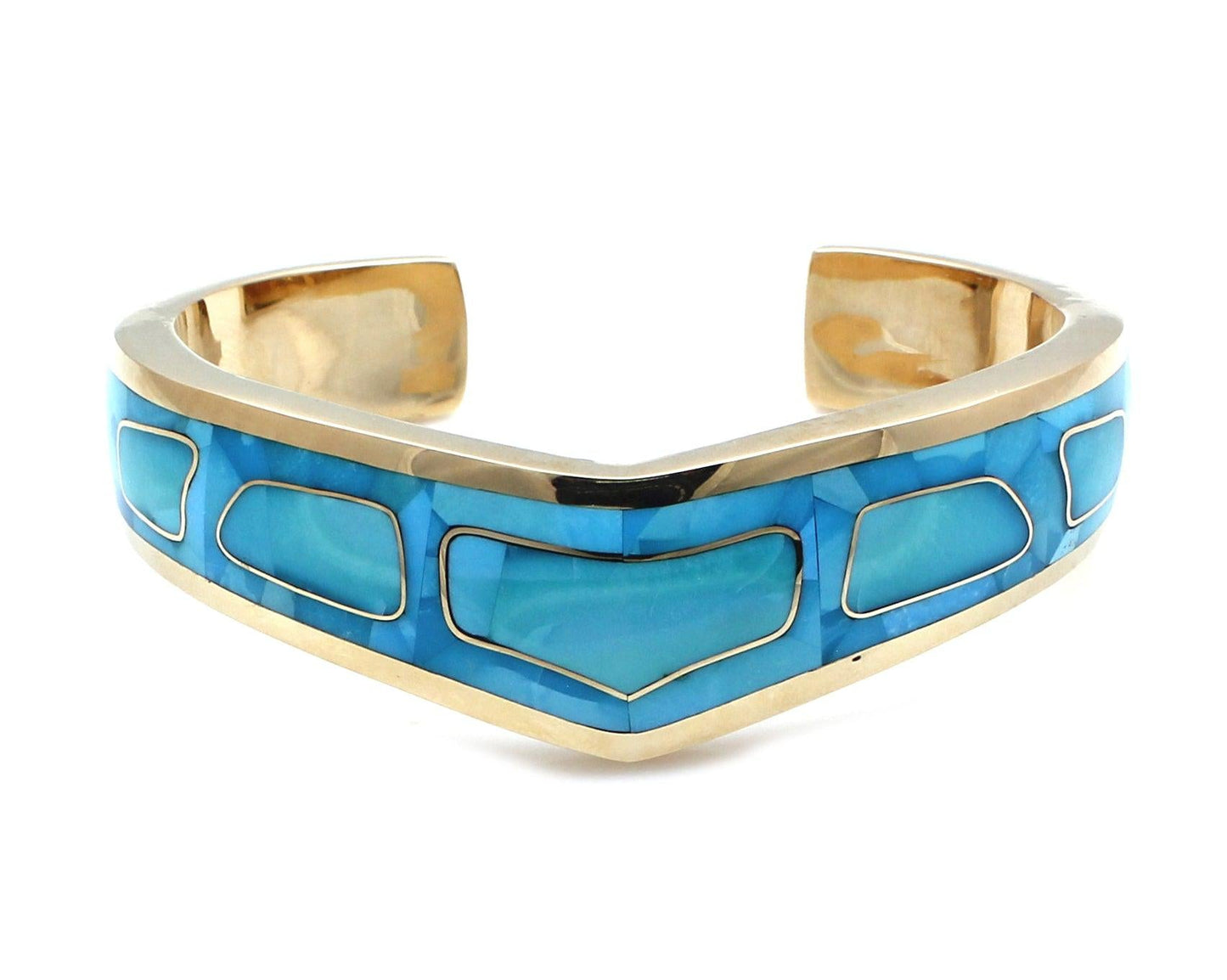 Single V Top Inlay Cuff Bracelet-Jewelry-Ben Nighthorse-Sorrel Sky Gallery