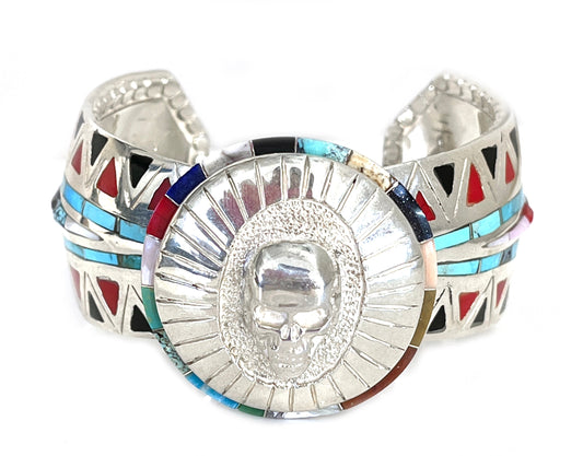 Skull On Round Cuff Bracelet
