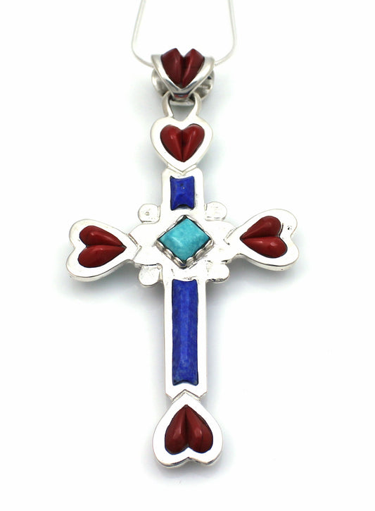 6 Of Hearts Cross Pendant-jewelry-Ben Nighthorse-Sorrel Sky Gallery