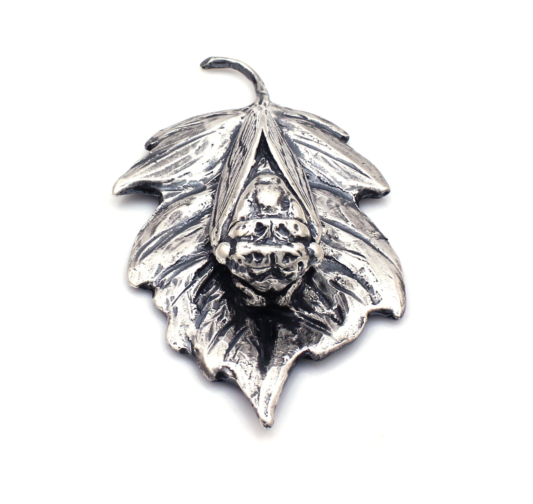 Silver Cicada on Leaf-Jewelry-Bryce Pettit-Sorrel Sky Gallery