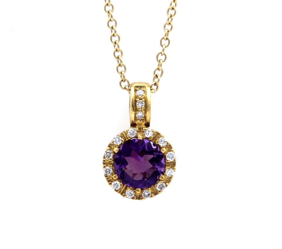 Amethyst and Diamonds Pendant