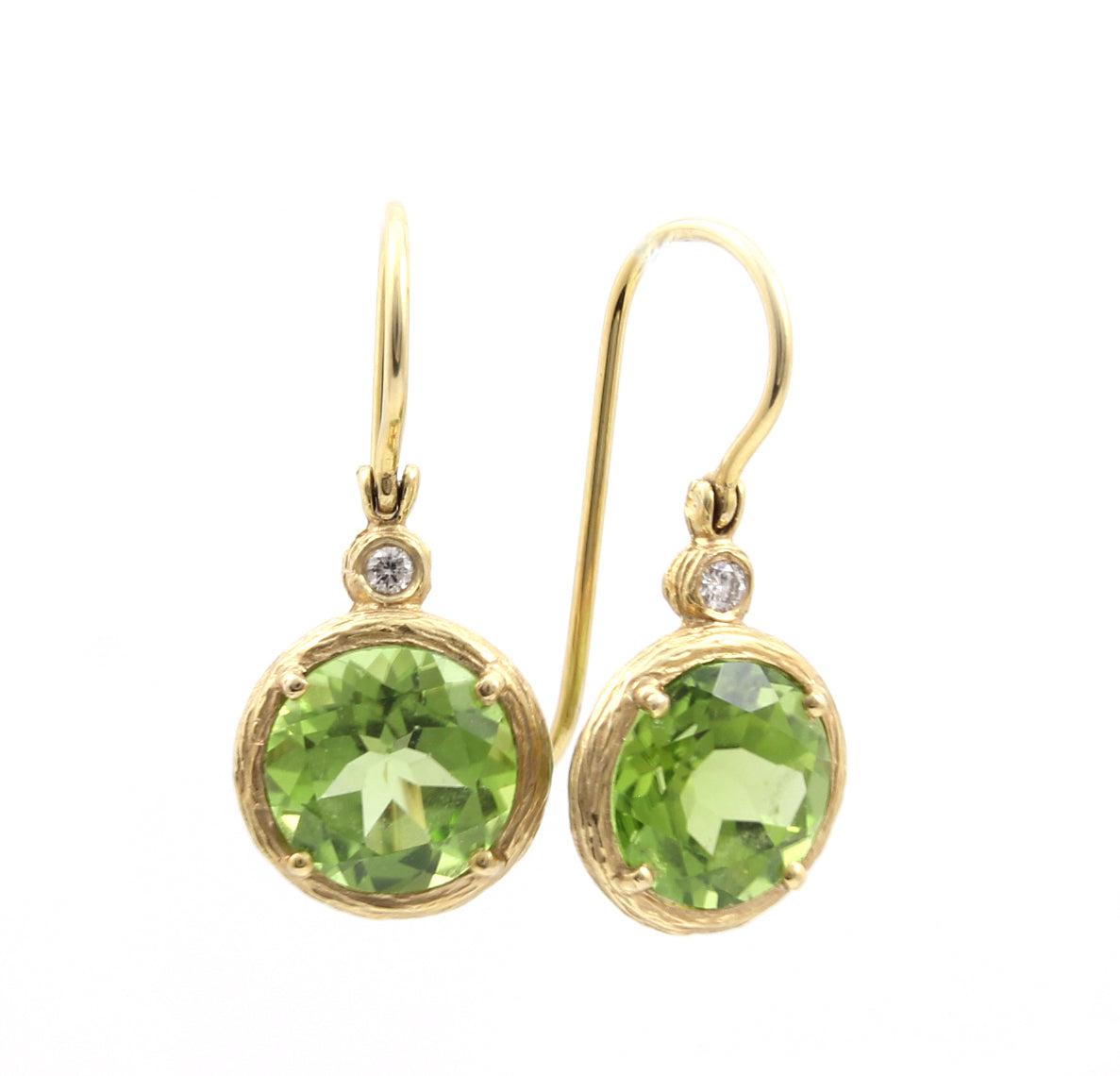 Peridot Lady Bug Earrings