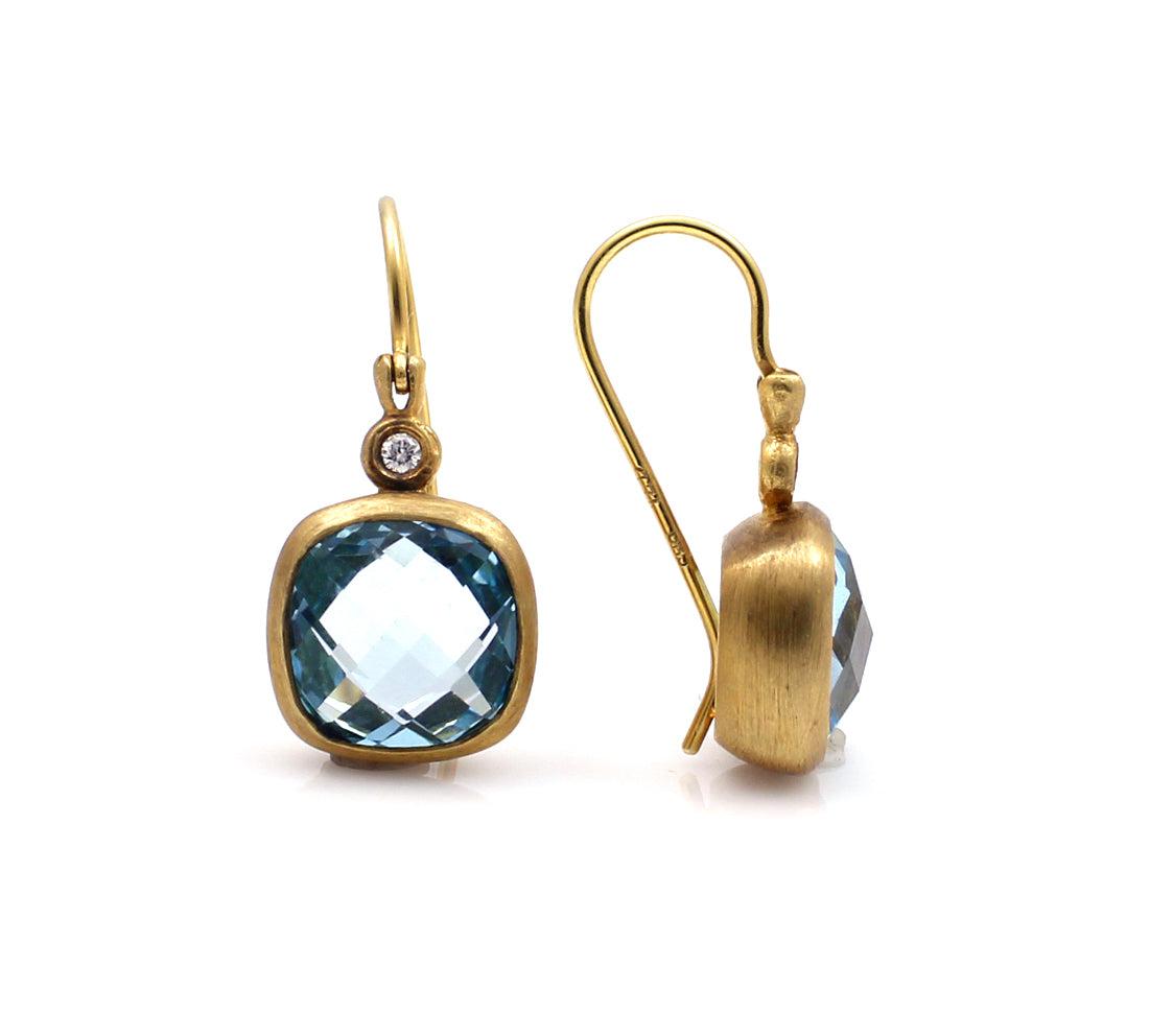 Blue Topaz Cushion Earrings