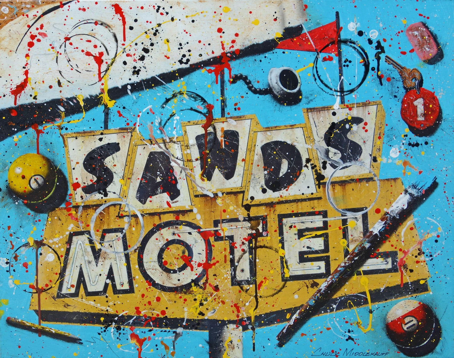 Bed and Bath with Pool-Painting-Chuck Middlekauff-Sorrel Sky Gallery