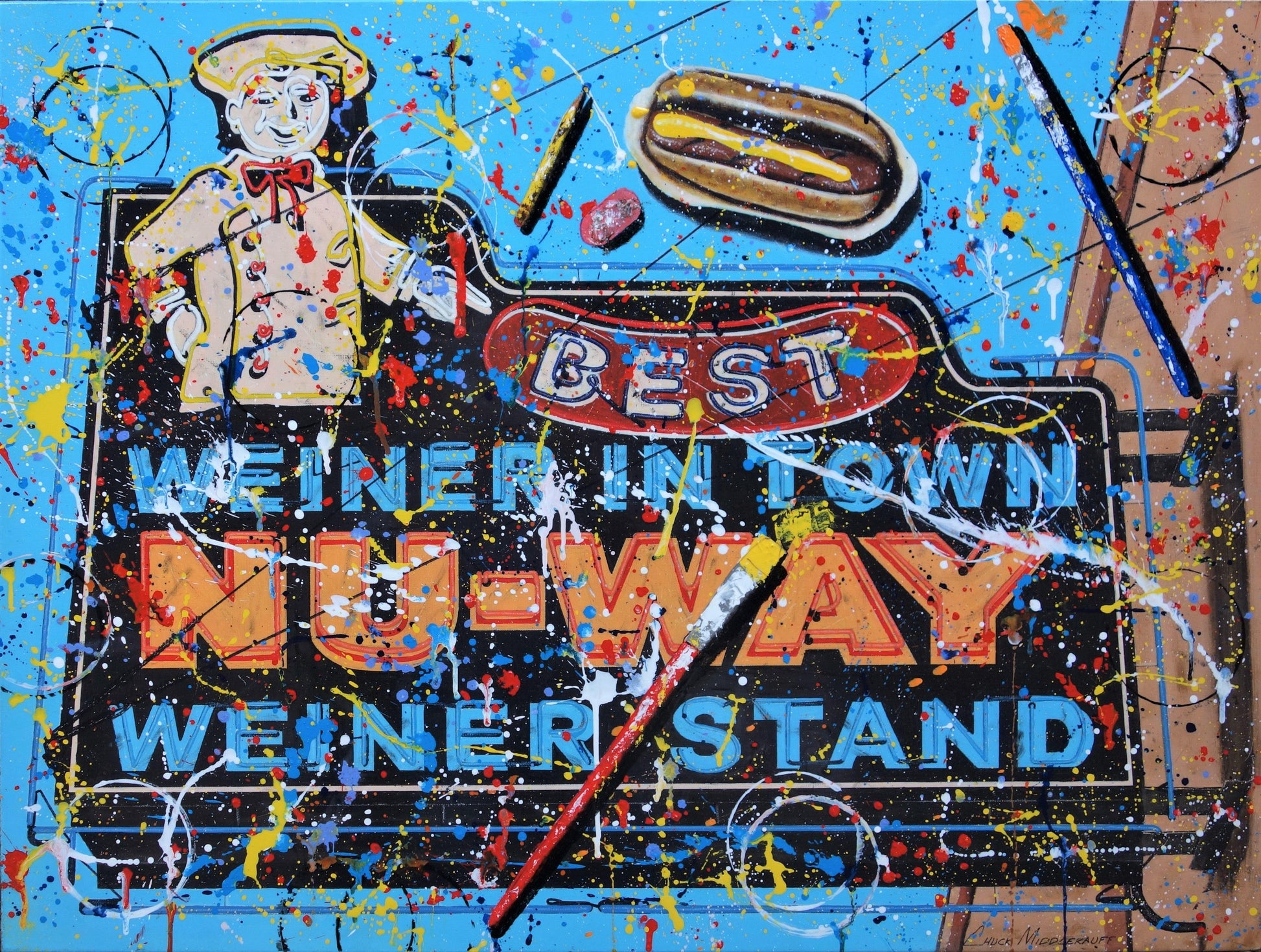 Who Let the Dog Out!-Painting-Chuck Middlekauff-Sorrel Sky Gallery