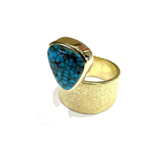 18kt Candelaria Sandcast Ring-Jewelry-Darryl Dean & Rebecca Begay-Sorrel Sky Gallery