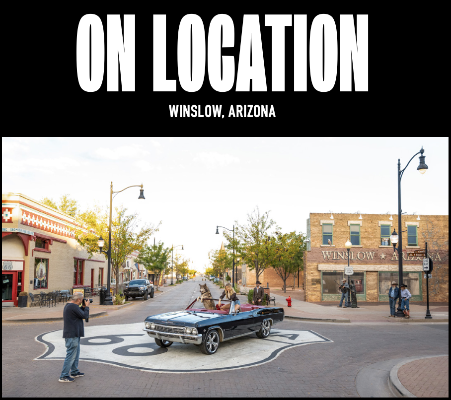 Well, I’m a-standin’ on a corner in Winslow, Arizona-Photographic Print-David Yarrow-Sorrel Sky Gallery