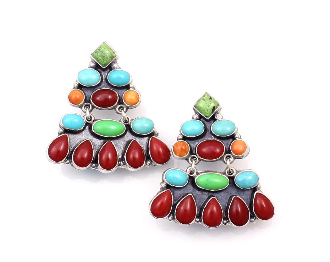 Large Multi Stone Drop Earrings-Jewelry-Don Lucas-Sorrel Sky Gallery