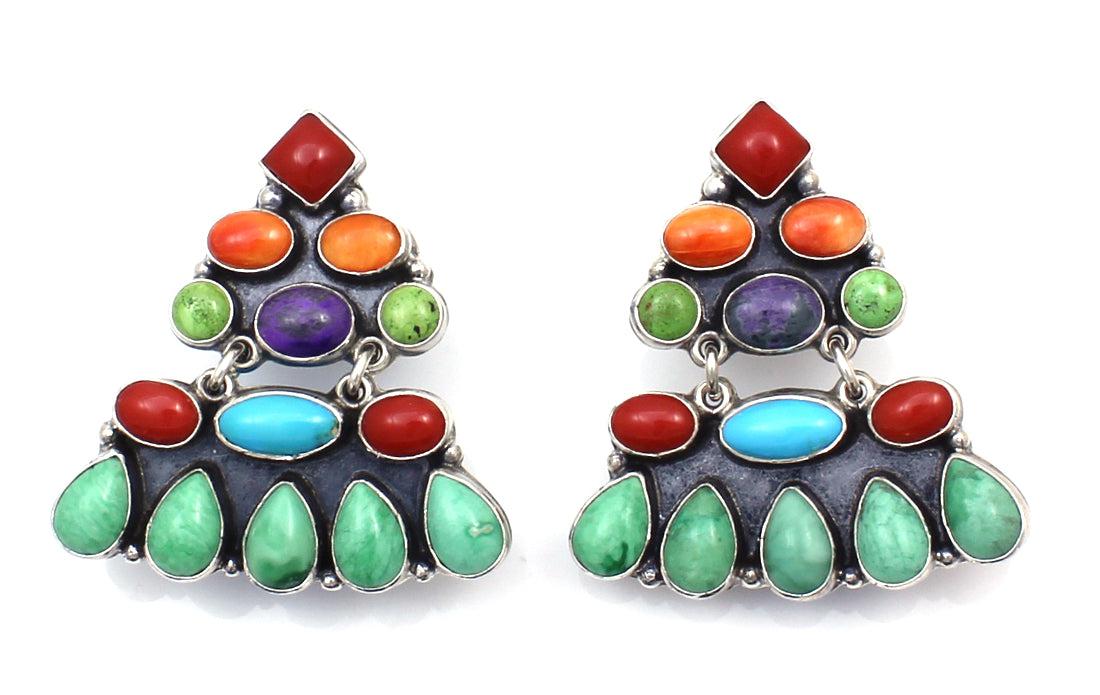 Large Multi Stone Drop Earrings-Jewelry-Don Lucas-Sorrel Sky Gallery