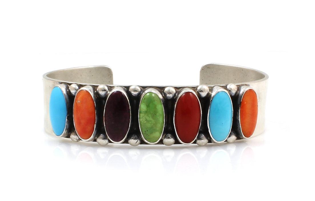 Long Oval Multi Stone Cuff-Jewelry-Don Lucas-Sorrel Sky Gallery