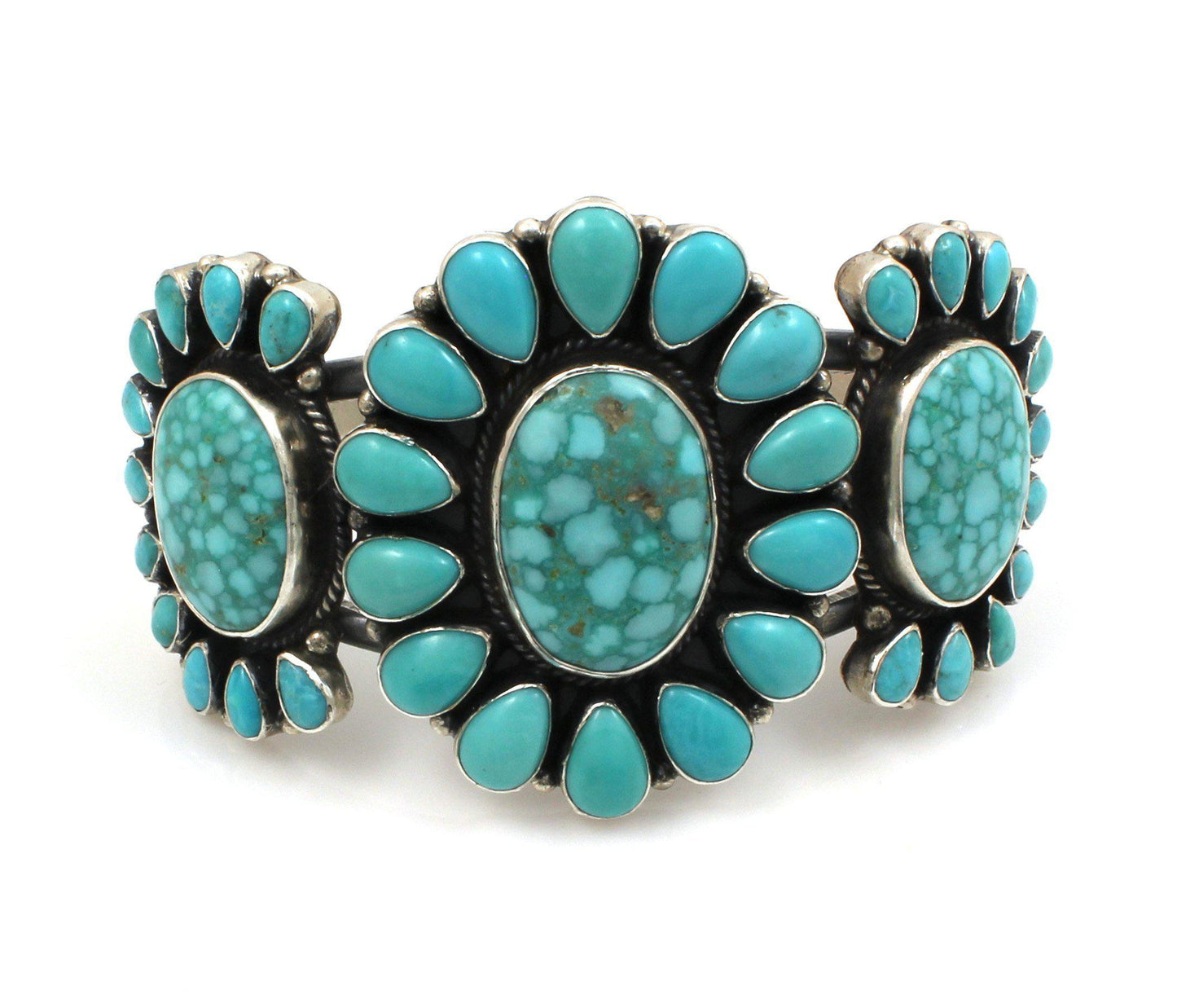 Turquoise Cluster Cuff Bracelet-Jewelry-Don Lucas-Sorrel Sky Gallery