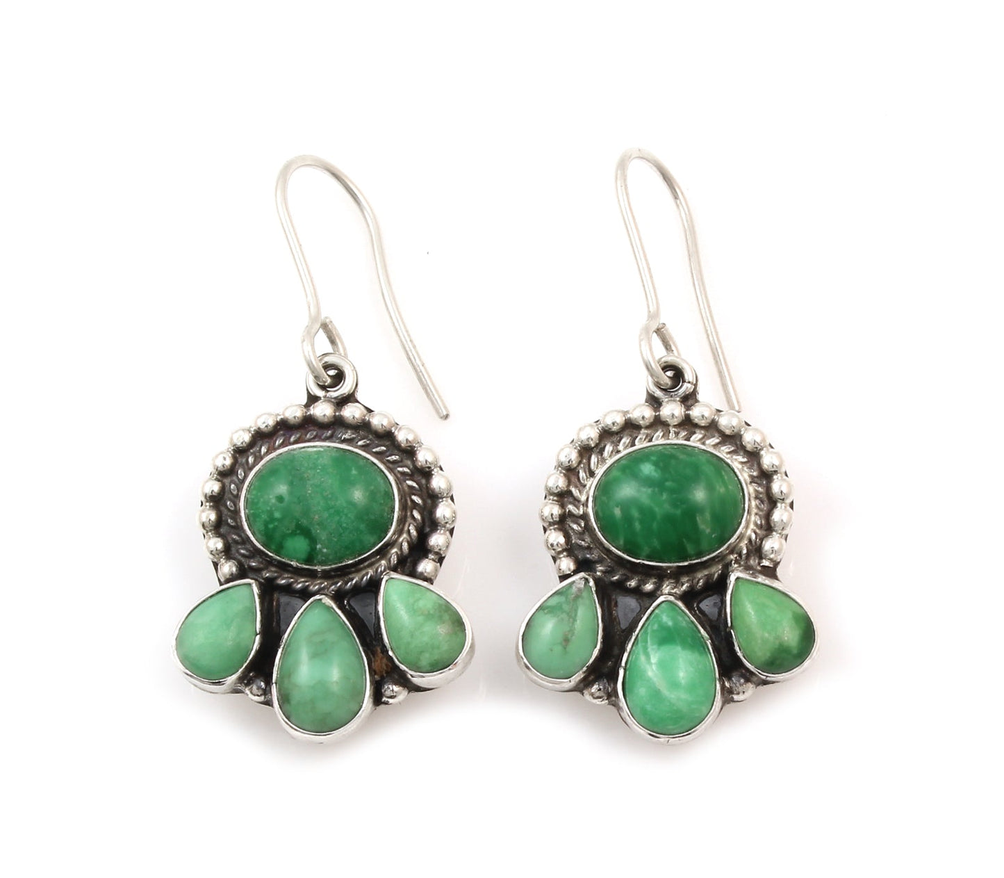 Variscite 4 Stone Drop Earrings-Jewelry-Don Lucas-Sorrel Sky Gallery