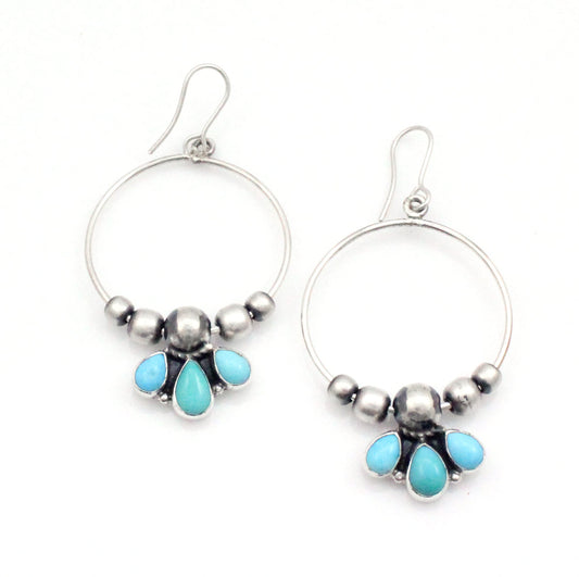 Hoop Earrings with Stone Accents-jewelry-Don Lucas-Sorrel Sky Gallery