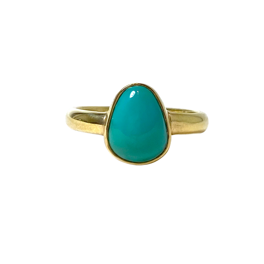 Cerrillos Turquoise & 18K Gold Stackable Ring-Jewelry-Doug Magnus-Sorrel Sky Gallery