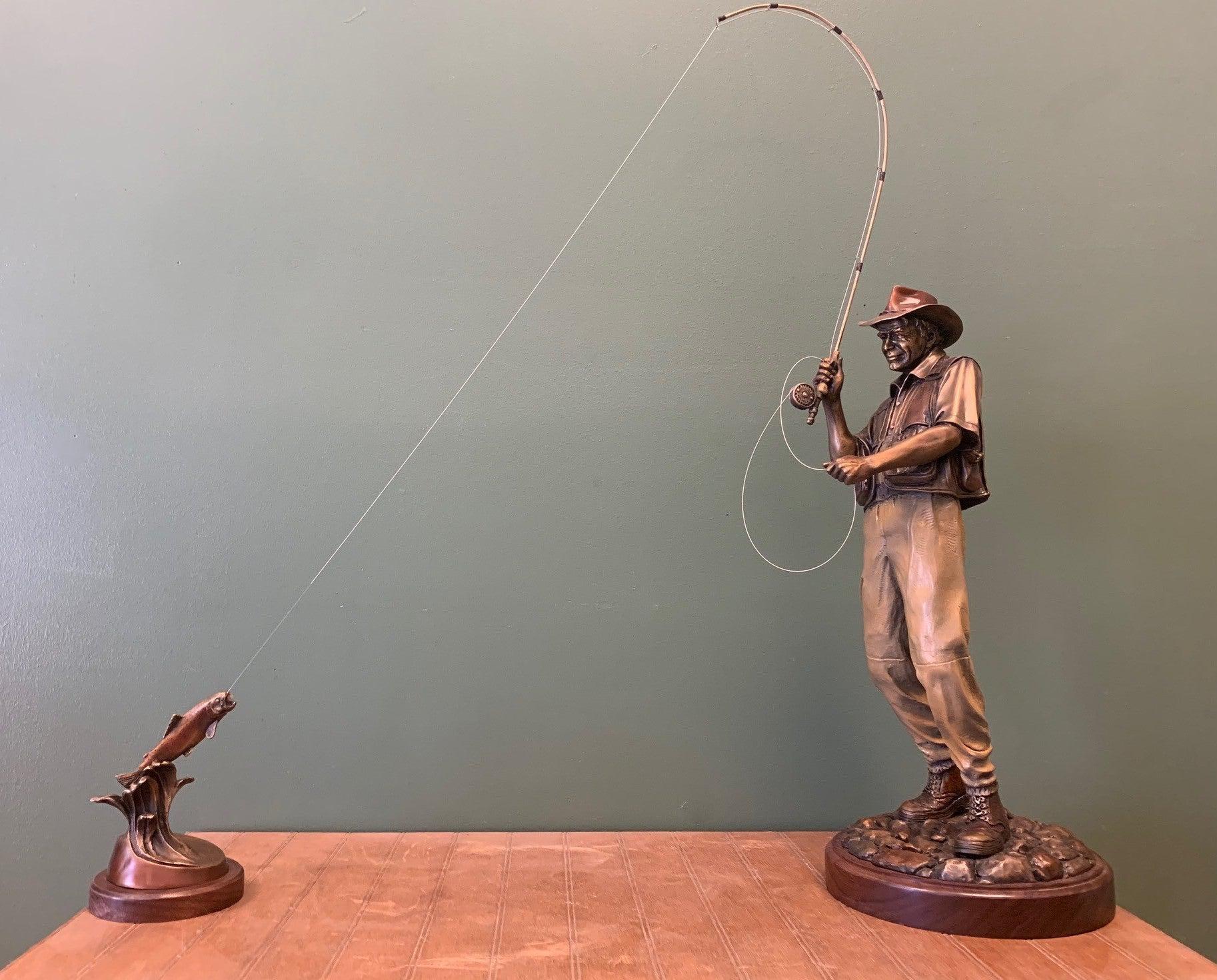 Hooked - Fly Fisherman Maquette-Sculpture-George Lundeen-Sorrel Sky Gallery