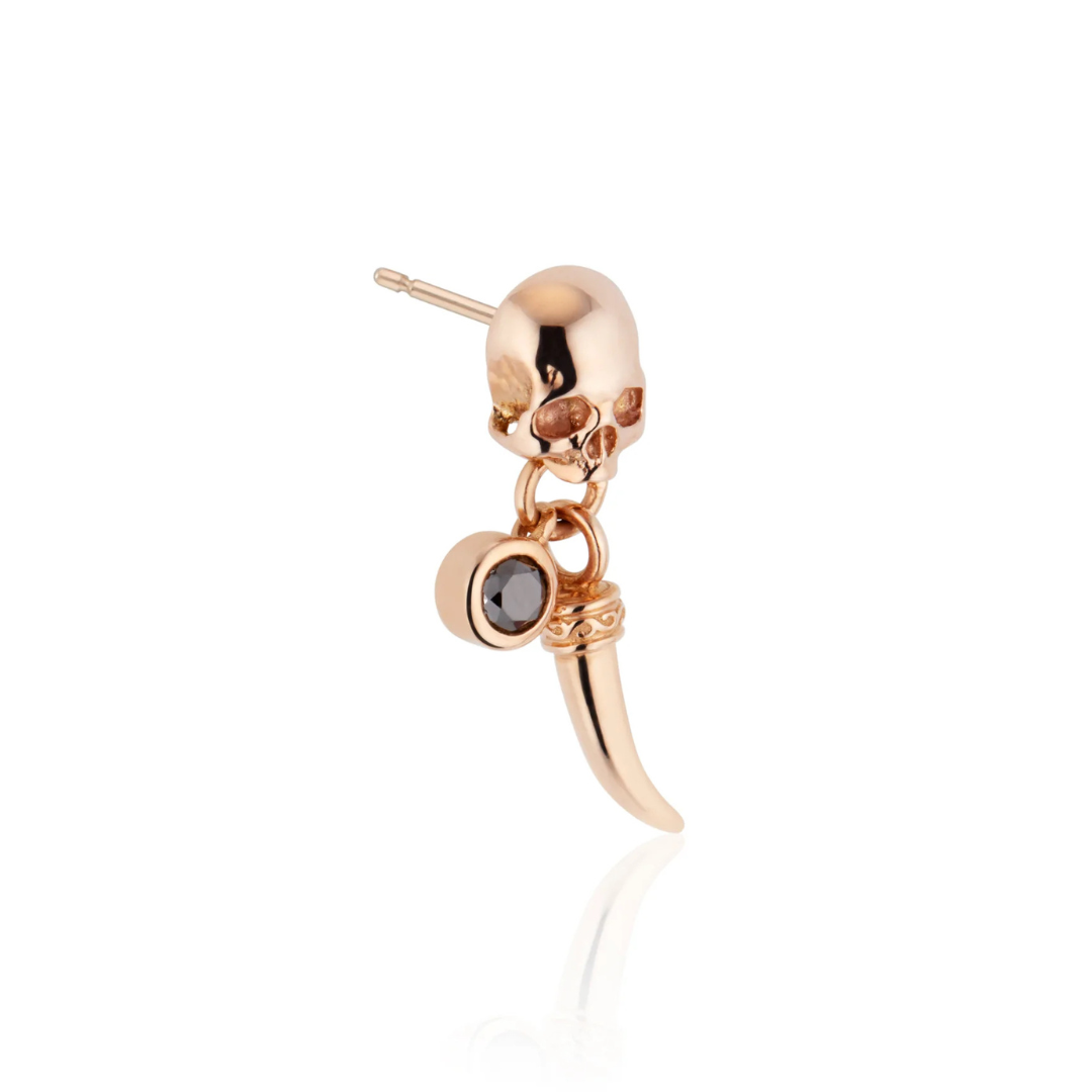 14ct Rose Gold / Black Diamond Skull - Tusk Earrings (pair)-Jewelry-Harlin Jones-Sorrel Sky Gallery