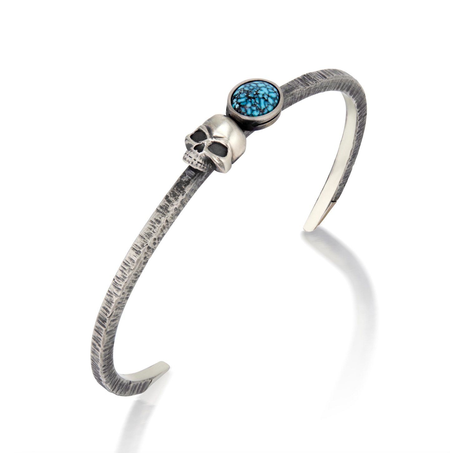 Silver Skull - Kingman Turquoise Cuff-Jewelry-Harlin Jones-Sorrel Sky Gallery