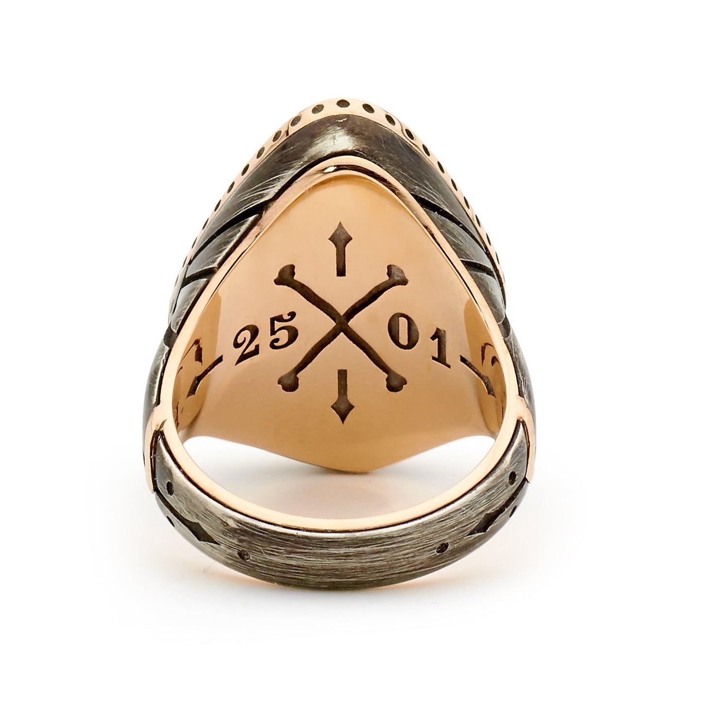 14ct Rose Gold - Oxidized Silver Ithaca-Peak Turquoise Ring-jewelry-Harlin Jones-Sorrel Sky Gallery