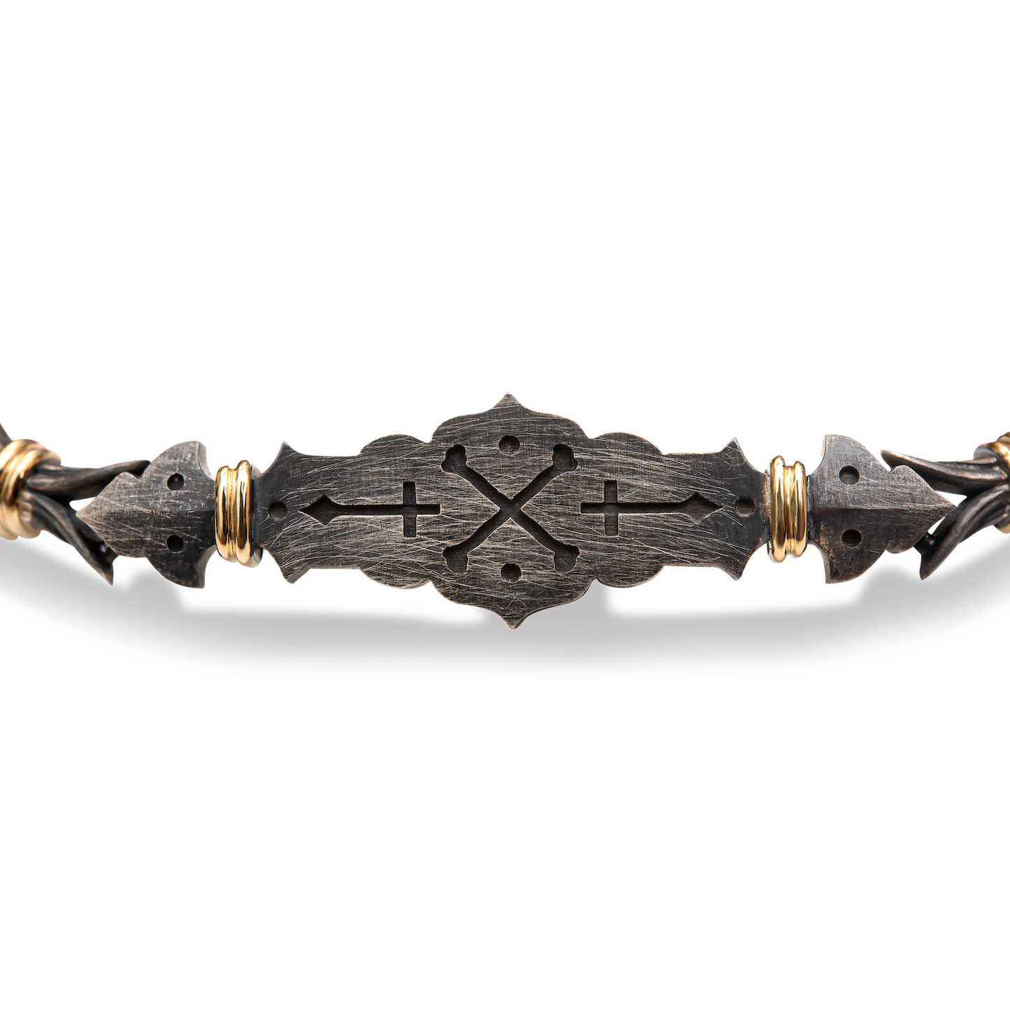 14ct yellow Gold / Oxidized Silver Cross-Bones Bracelet-jewelry-Harlin Jones-Sorrel Sky Gallery