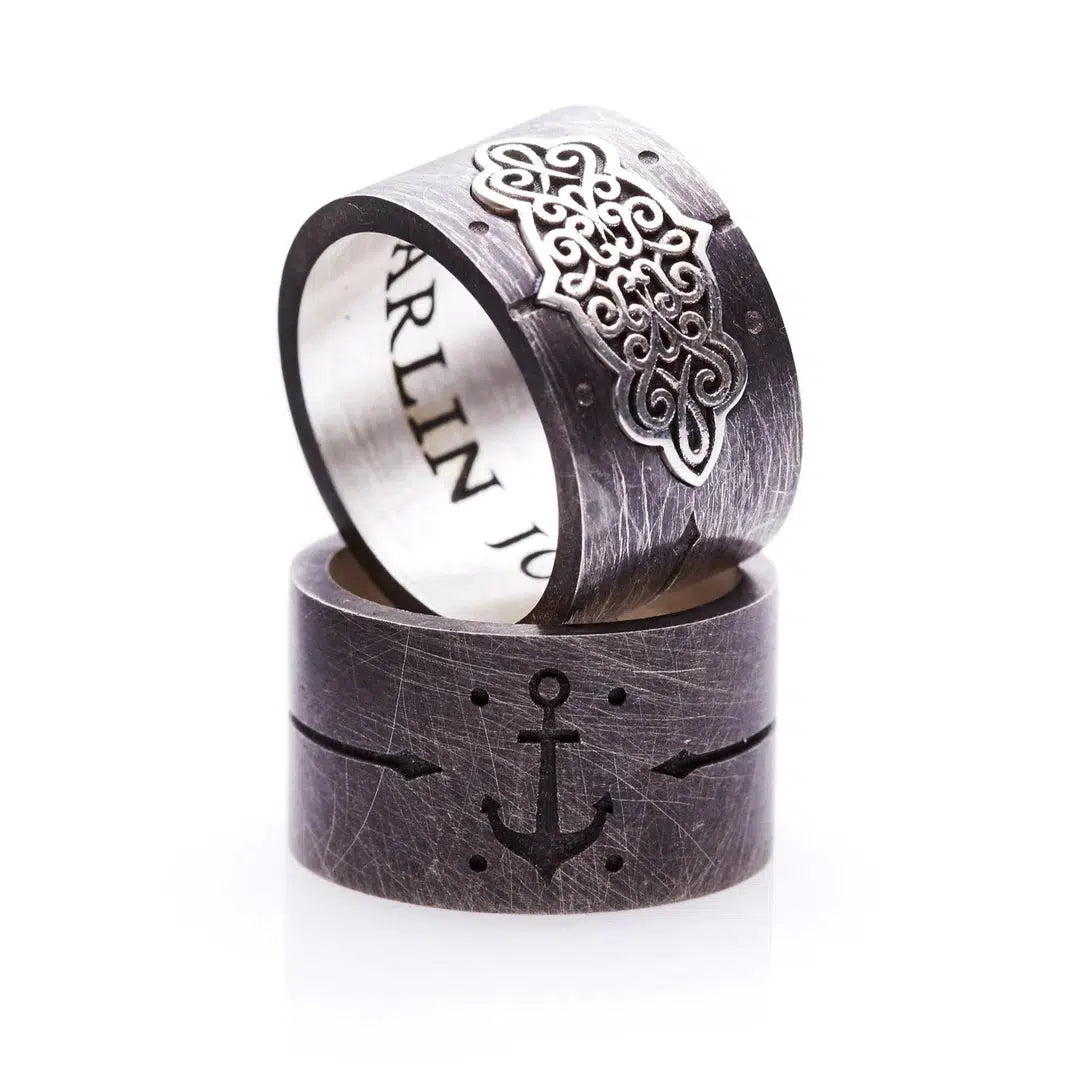 Arabesque Marquise Pattern Ring - Sterling Silver