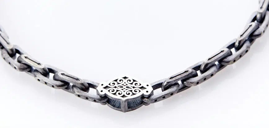 Arabesque Pattern Bracelet - Oxidised Sterling Silver