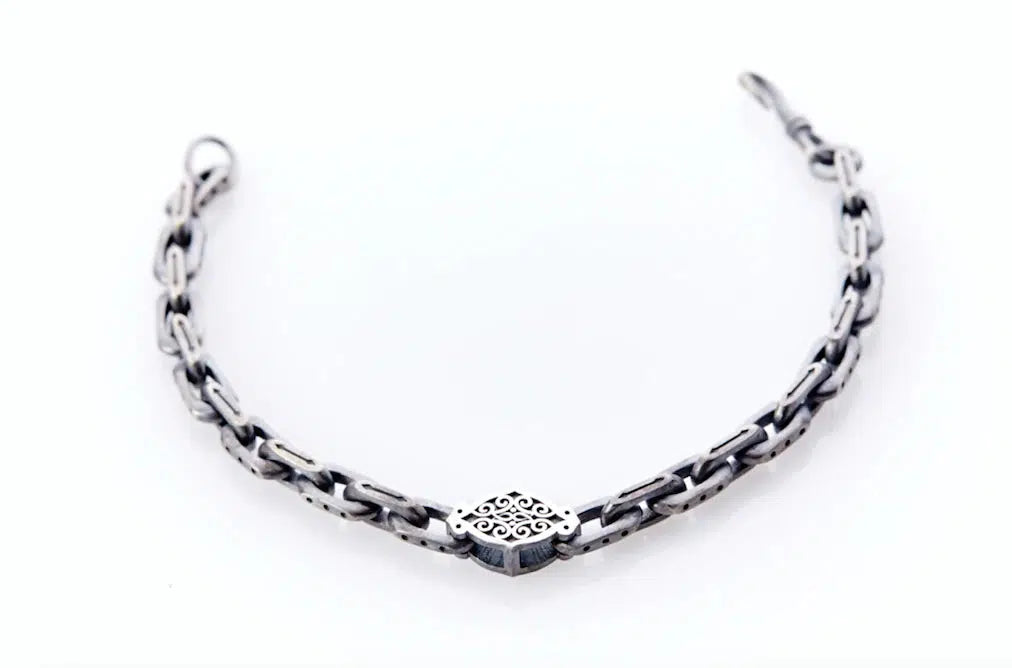 Arabesque Pattern Bracelet - Oxidised Sterling Silver
