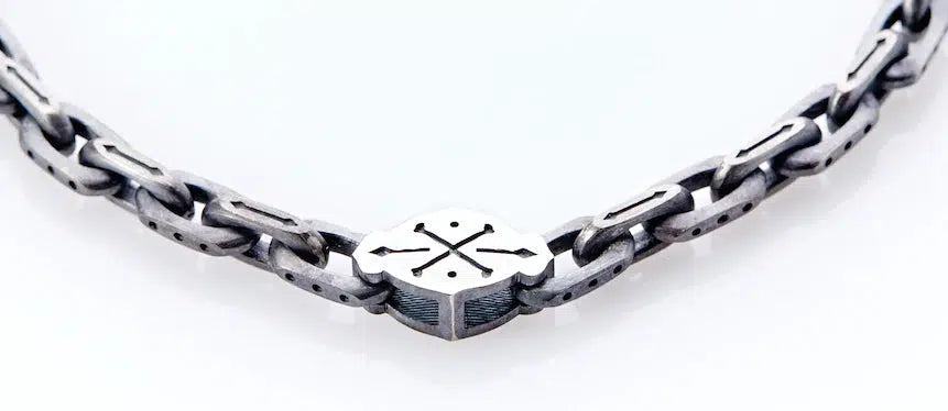 Cross-Bones Bracelet -  Oxidized Sterling Silver