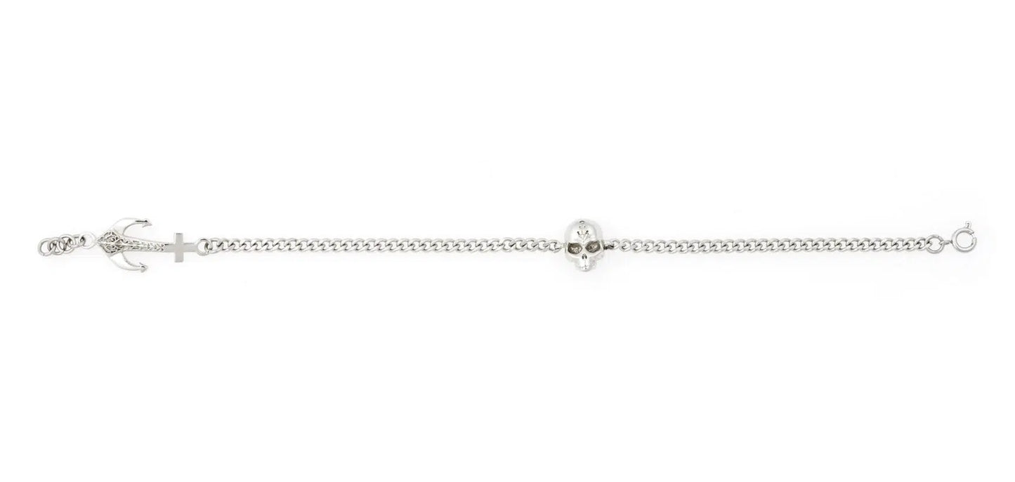 Skull Anchor Bracelet / Black or Silver