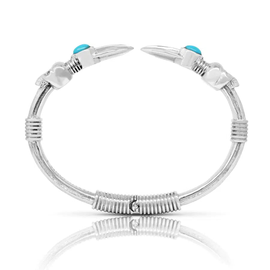 Skull Arrow Stone Cuff - Hinged / Black or Silver