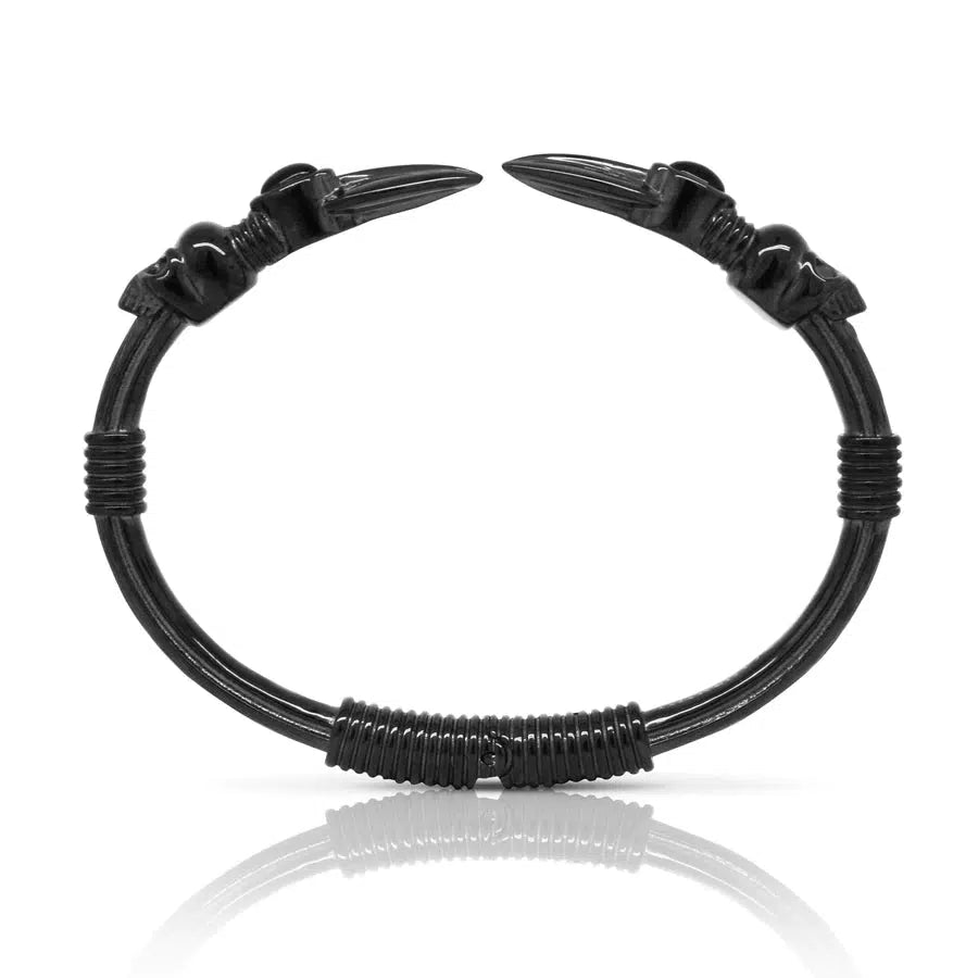Skull Arrow Stone Cuff - Hinged / Black or Silver