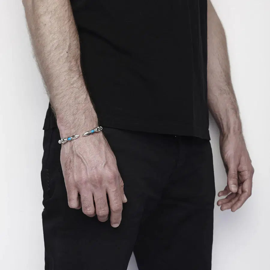Skull Arrow Stone Cuff - Hinged / Black or Silver