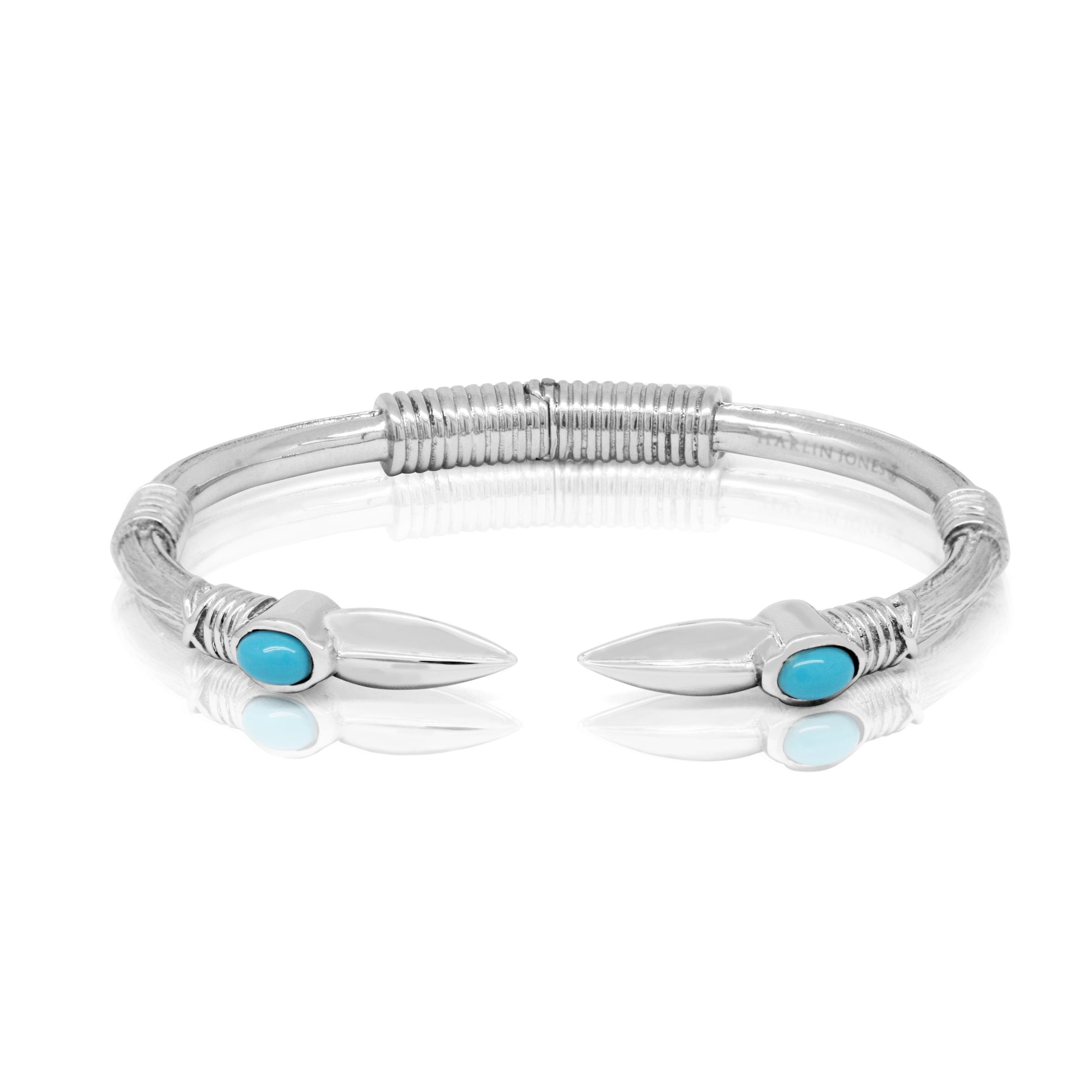 Stainless Steel Arrow cuff / Reconstituted Turquoise-jewelry-Harlin Jones-Sorrel Sky Gallery