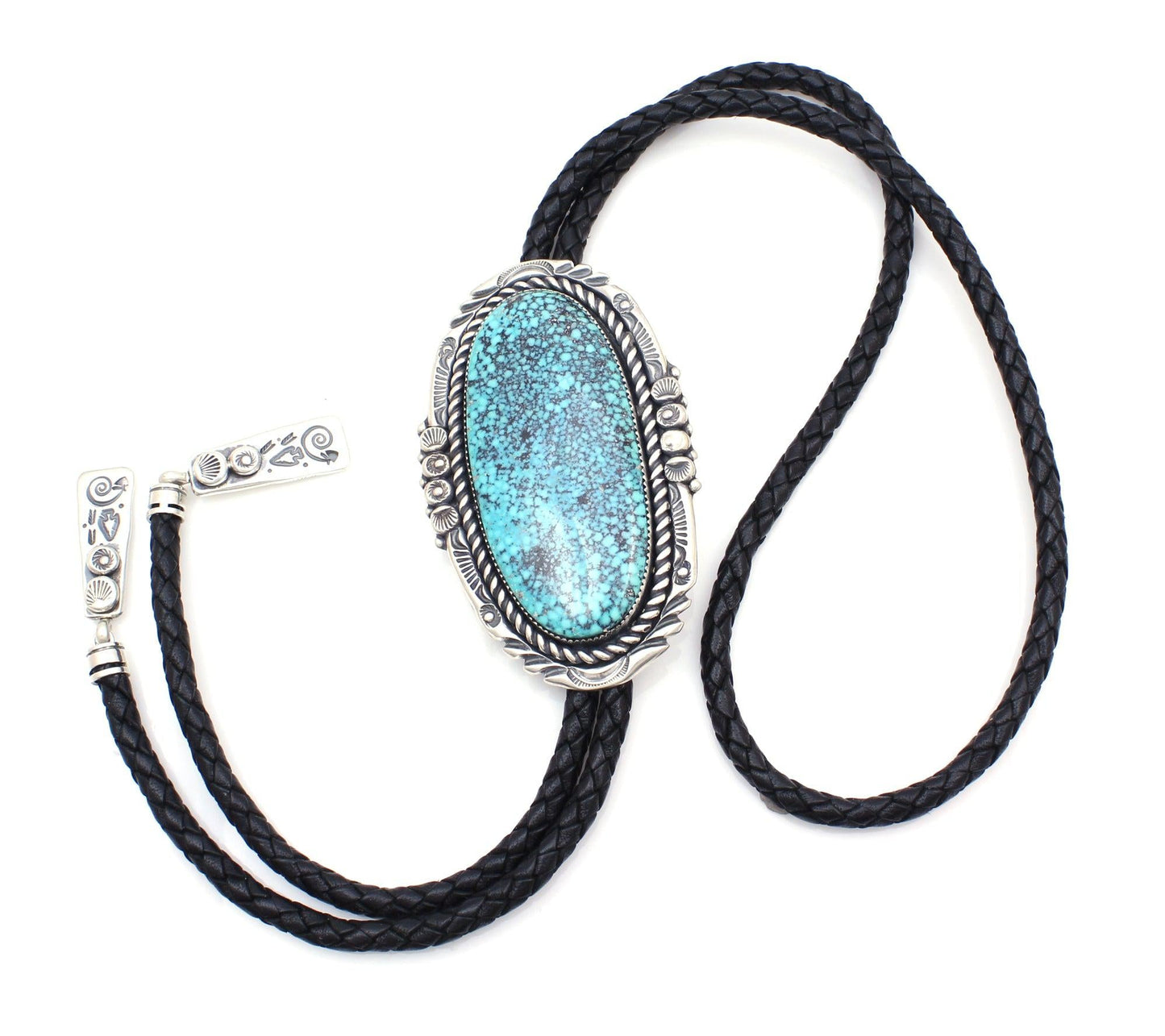 Kingman Spiderweb Turquoise Sterling Silver Bolo-Jewelry-Jeanette Dale-Sorrel Sky Gallery